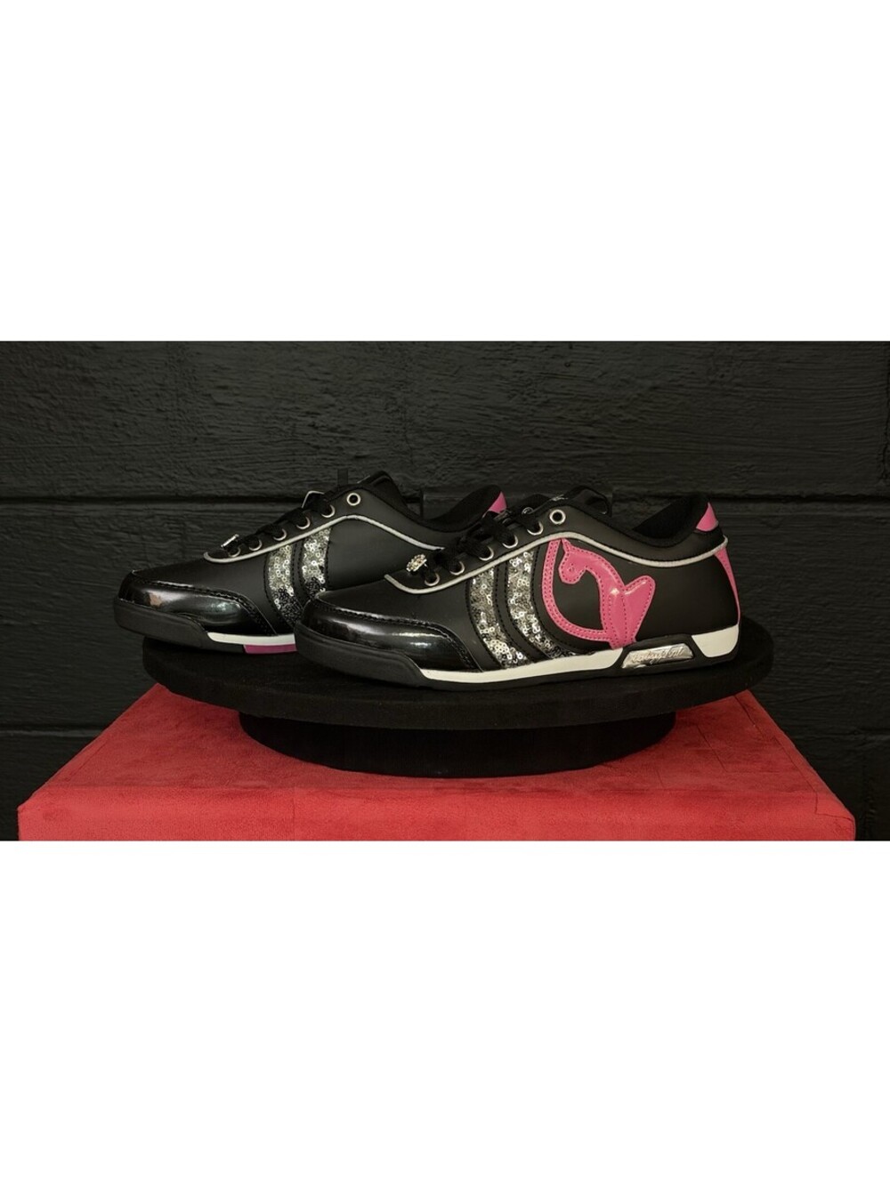 Baby Phat Hannah Black Fuchsia Sequin Cat Sneaker Museum Grade Y2K Women 7